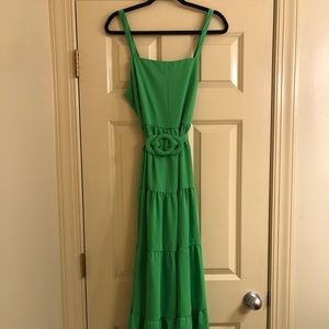 Green Belted Maxi Dress